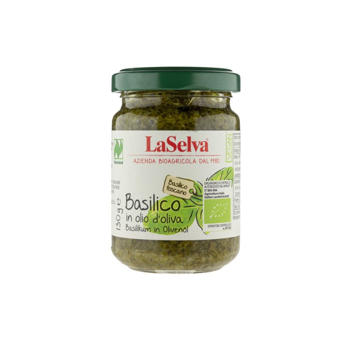 Basilikum in Olivenöl bio 130g LaSelva