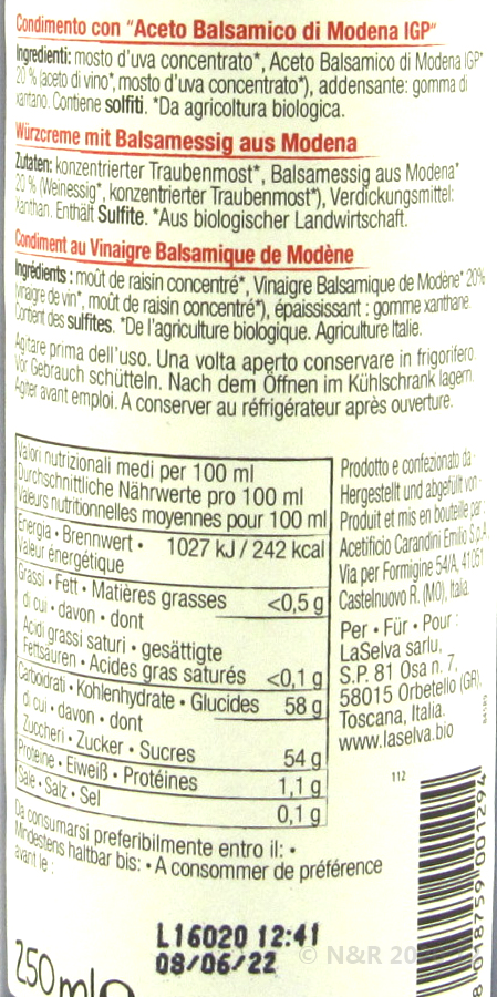 CONDIMENT BALSAMIQUE 250ML - LA SELVA