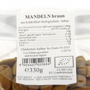 Mandeln braun bio 330g Sondergrösse Vollkraft