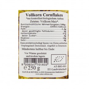 Bio Vollkorn Cornflakes ohne Zuckerzusatz 250g Natur & Reform